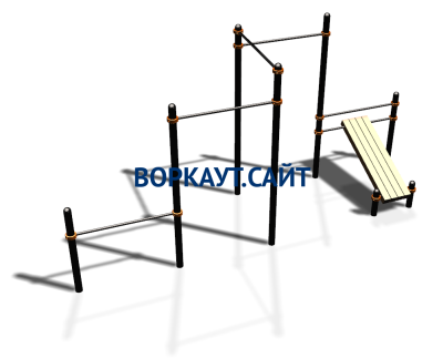 Воркаут комплекс разноуровневых турников со скамьей для пресса ВС-37 в Липецке