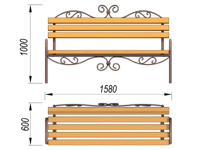 Лавочка кованная МАФ 1606 в Липецке