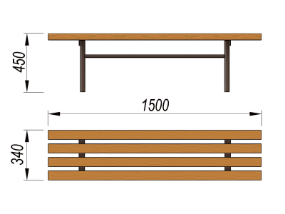Лавочка без спинки МАФ 1601 в Липецке