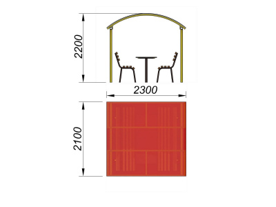 Стол и лавки под навесом МАФ 4005 в Липецке