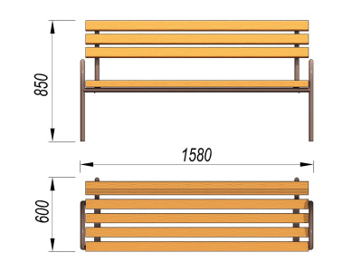 Парковая лавочка со спинкой МАФ 1605 в Липецке
