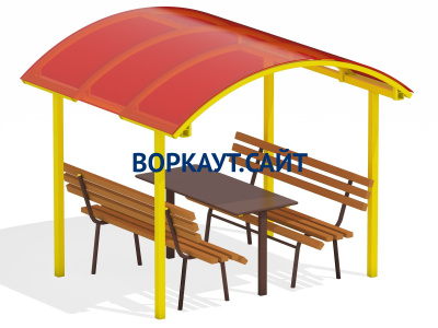 Стол и лавки под навесом МАФ 4005 в Липецке