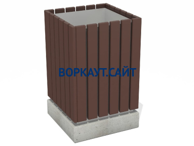 Урна деревянная квадратная с бетонным основанием МАФ 1633 в Липецке
